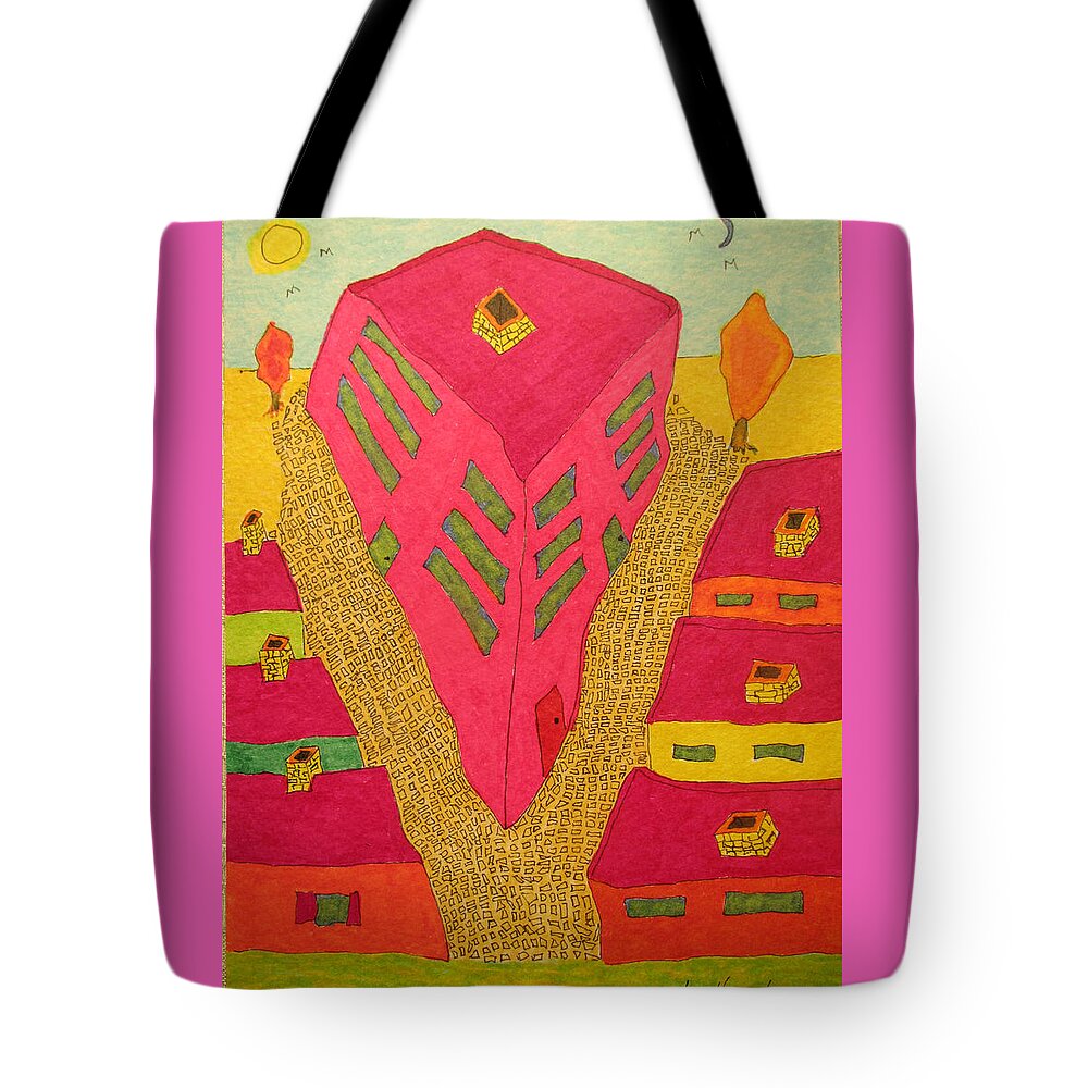 City Tote Bag featuring the painting Flat Iron Bldg by Lew Hagood