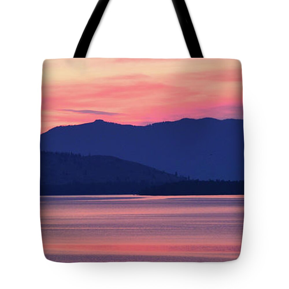Flathead Lake Tote Bag featuring the photograph Flathead Lake at Sunrise by Whispering Peaks Photography