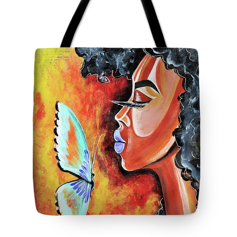 Butterfly Tote Bag featuring the painting Flawed by Artist RiA