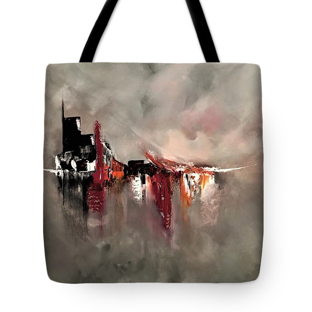 Abstract Tote Bag featuring the painting Fleeting by Soraya Silvestri
