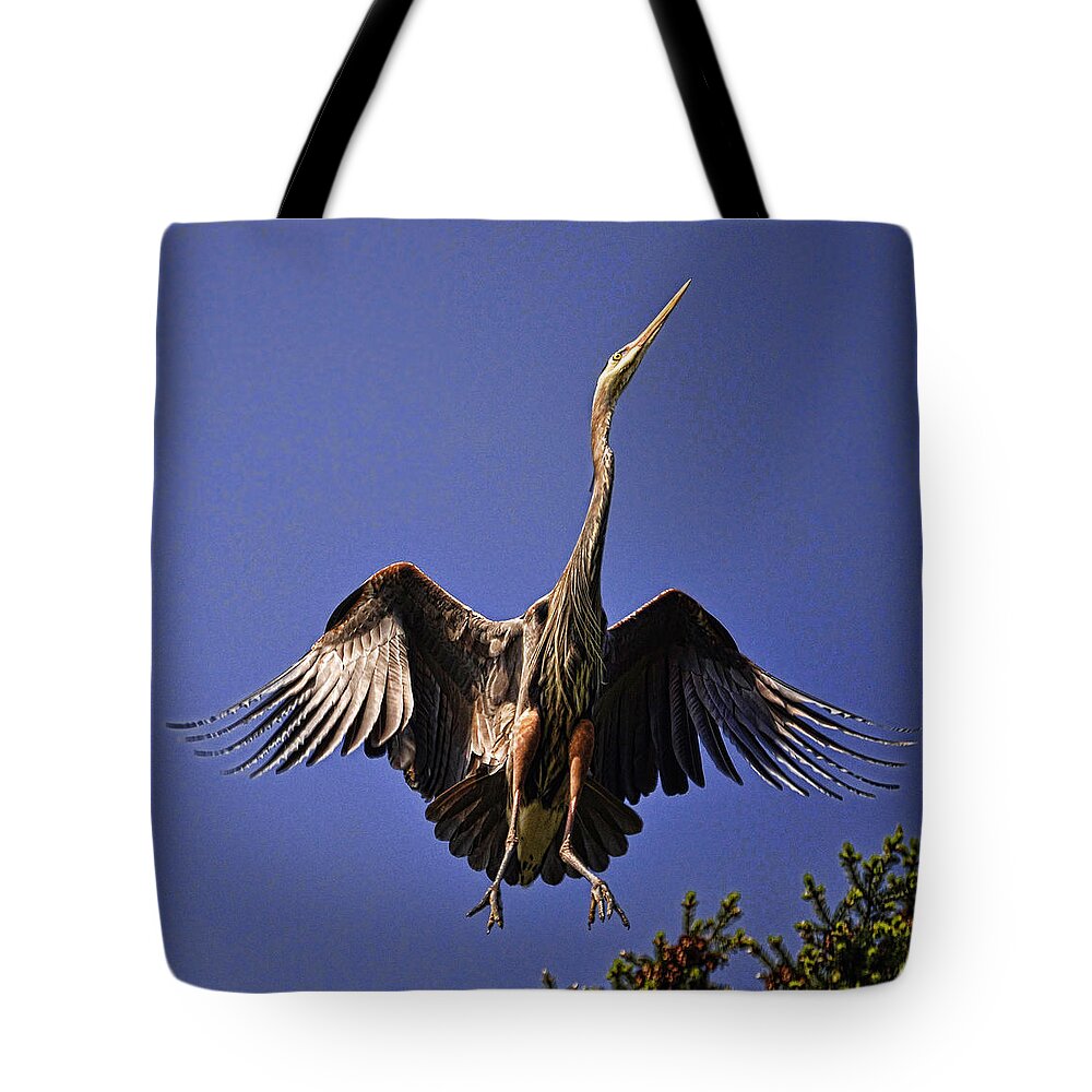 Flight Of The Crane Tote Bag featuring the photograph Flight of the Crane by Lucky Chen