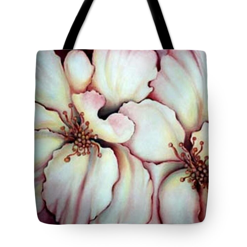 White Flower Tote Bag featuring the painting Flighty Floral by Jordana Sands