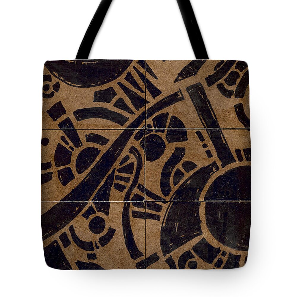 Pattern Tote Bag featuring the drawing Flipside 1 Panel B by Joseph A Langley