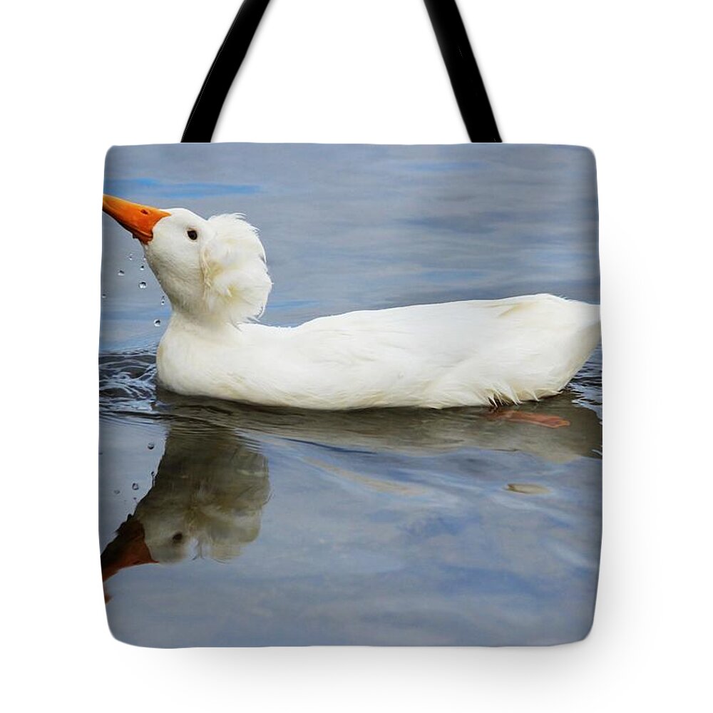 Ducks Tote Bag featuring the photograph Floating Duck by Jewels Hamrick