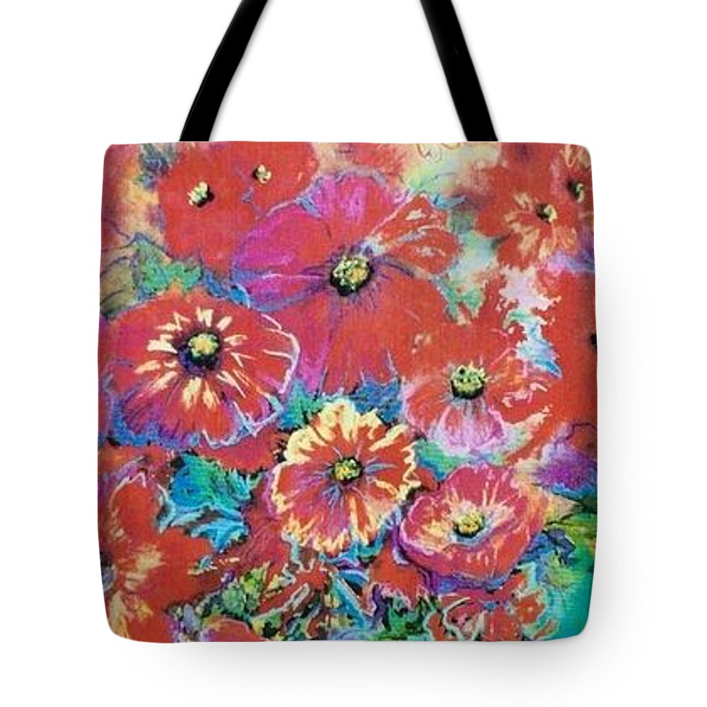 Floating Foral Tote Bag featuring the painting Floating Floral by Caroline Patrick