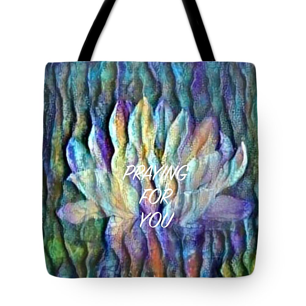 Floating Lotus Tote Bag featuring the digital art Floating Lotus - Praying For You by Artistic Mystic