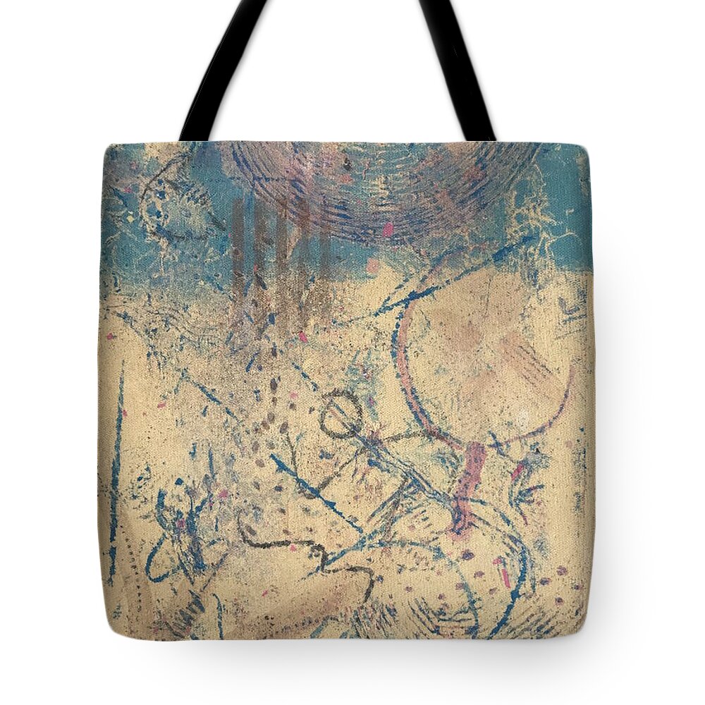 Clay Monoprint Tote Bag featuring the mixed media Floating by Susan Richards