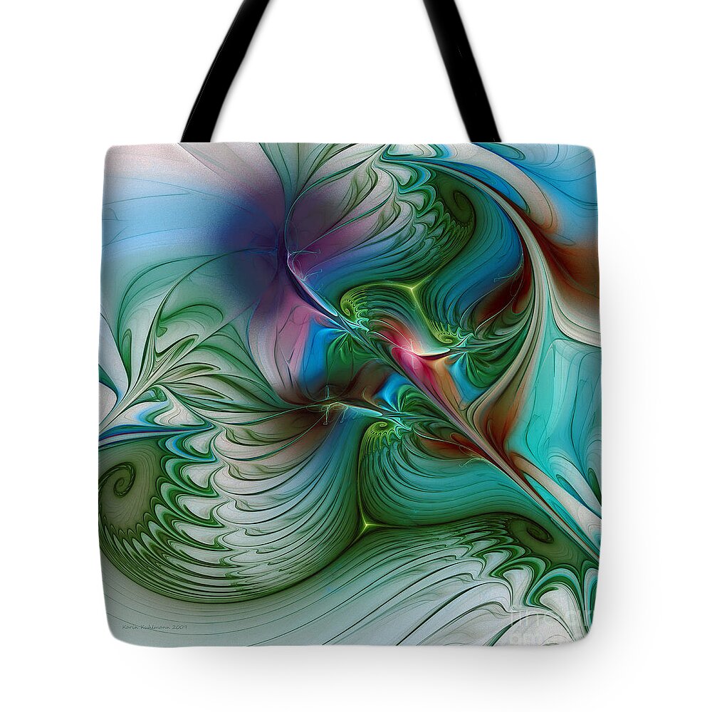 Blue Tote Bag featuring the digital art Floating Through The Abyss by Karin Kuhlmann