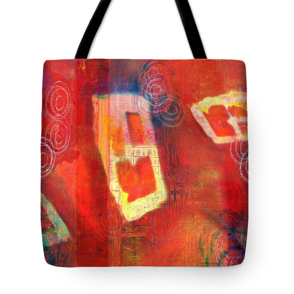 Orange Red Painting Tote Bag featuring the painting Floating Windows by Susan Stone