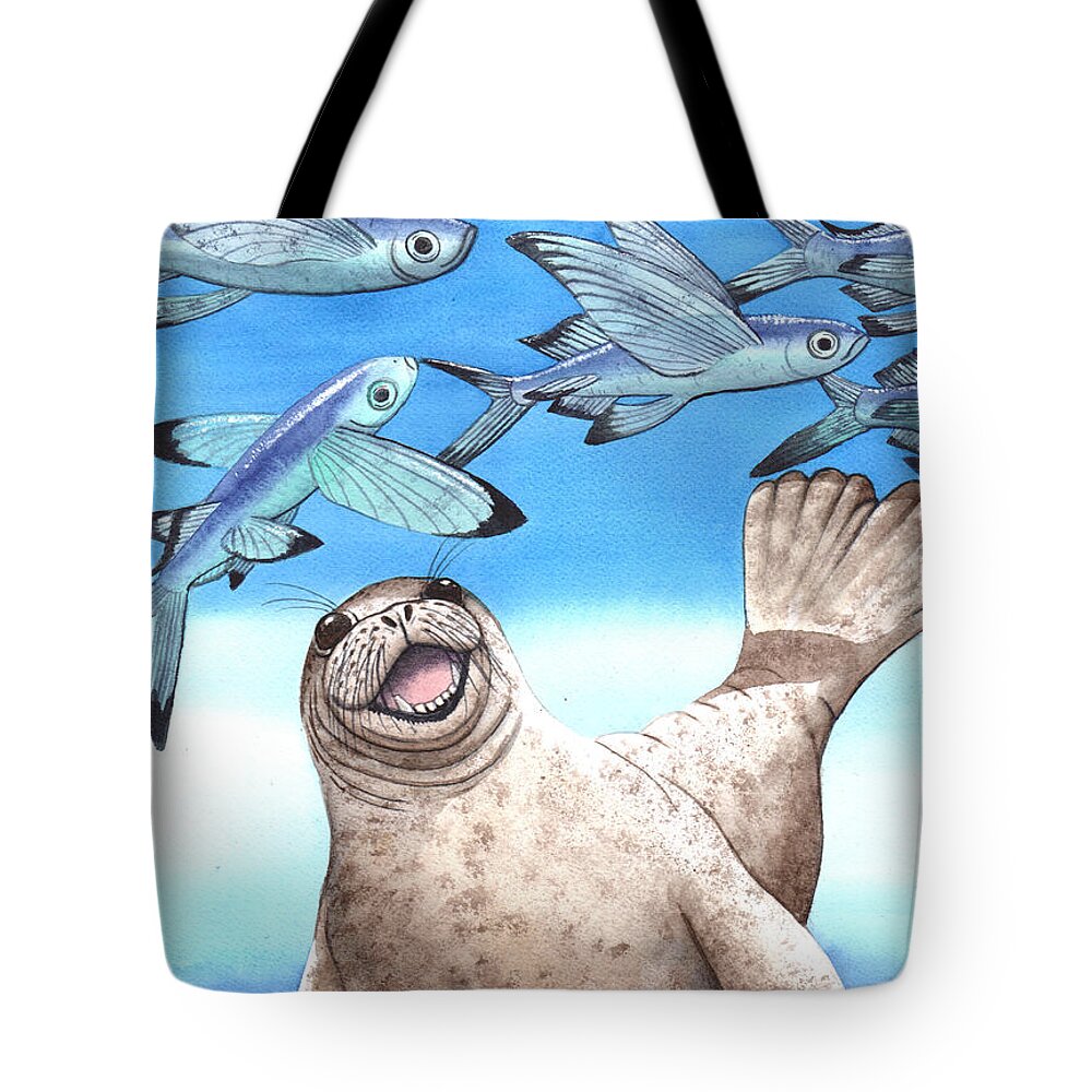 Flying Fish Tote Bag featuring the painting Flock of Fish by Catherine G McElroy
