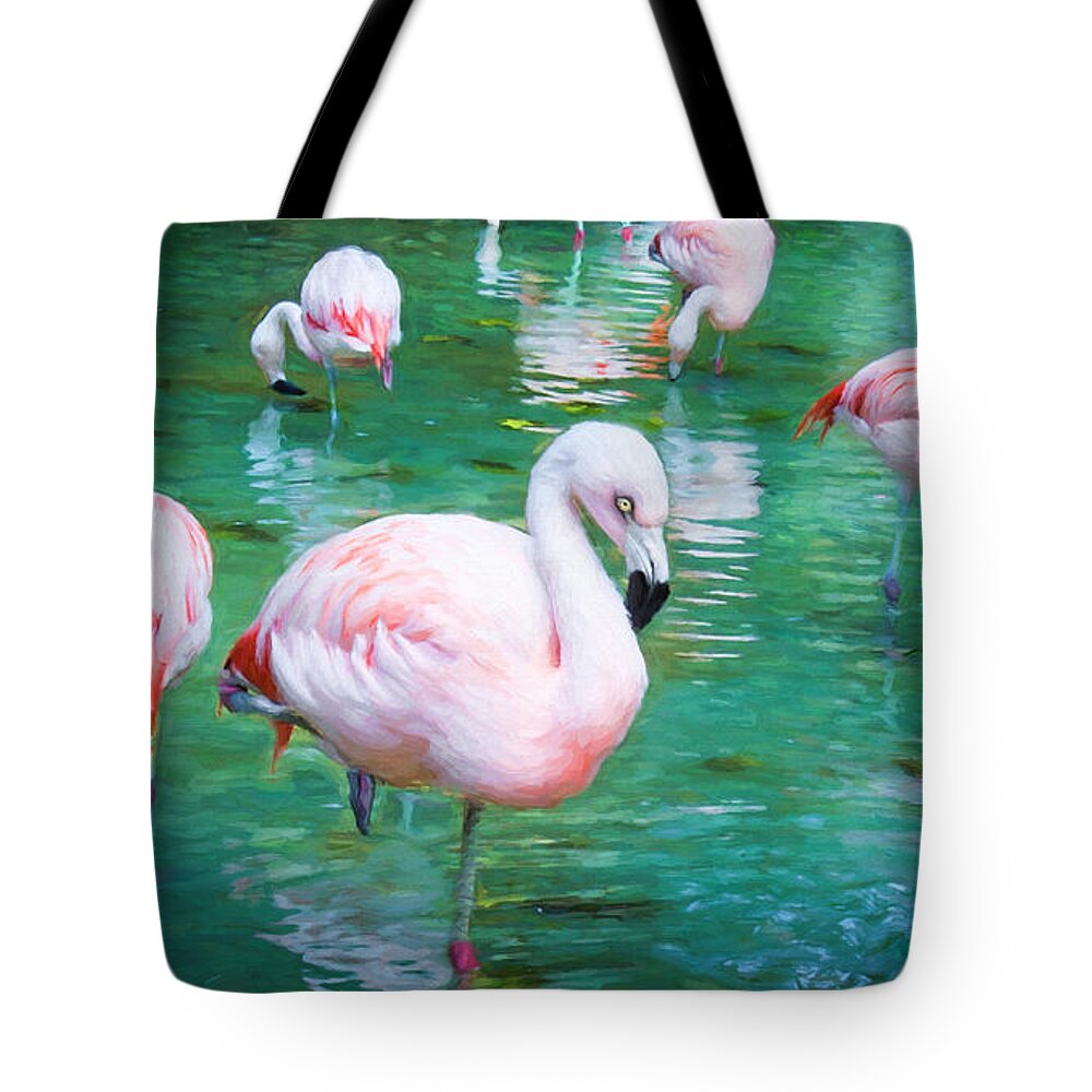Flamingos Tote Bag featuring the photograph Flock of Flamingos by TK Goforth