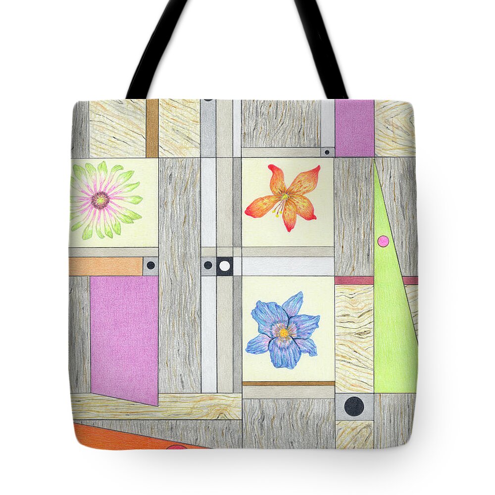 Colored Pencil Tote Bag featuring the drawing Flora in the Woods by Diana Hrabosky