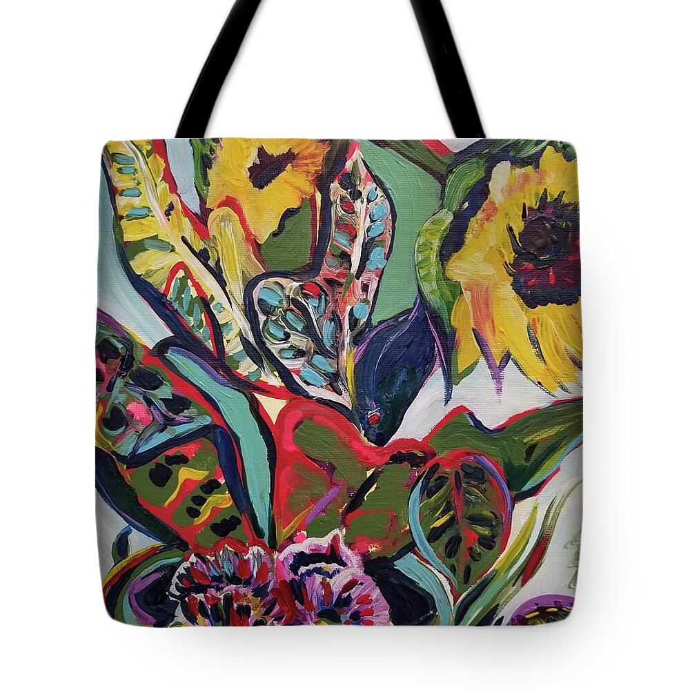 Sunflower Tote Bag featuring the painting Floral Composition by Catherine Gruetzke-Blais