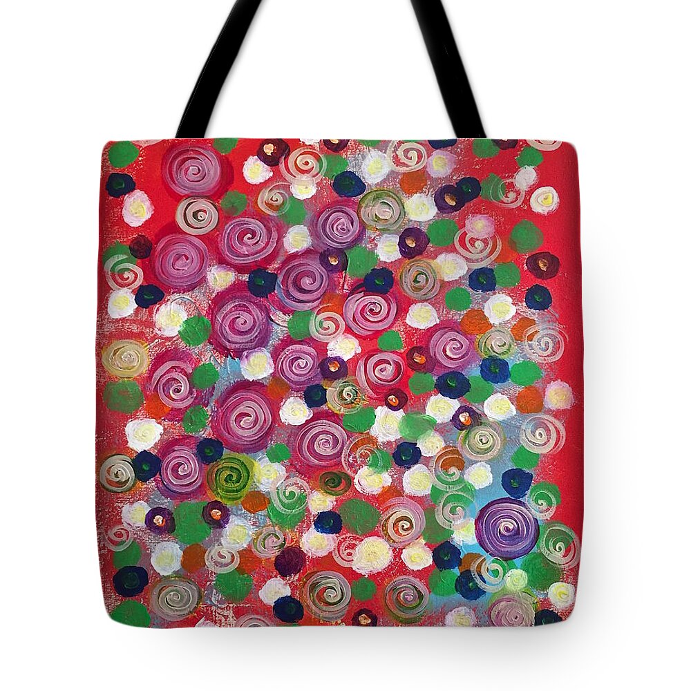 Flower Tote Bag featuring the painting Floral Field by Wonju Hulse