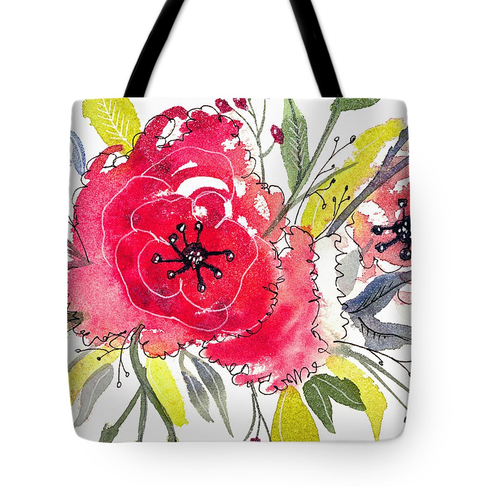 Floral Tote Bag featuring the mixed media Floral III by Tonya Doughty