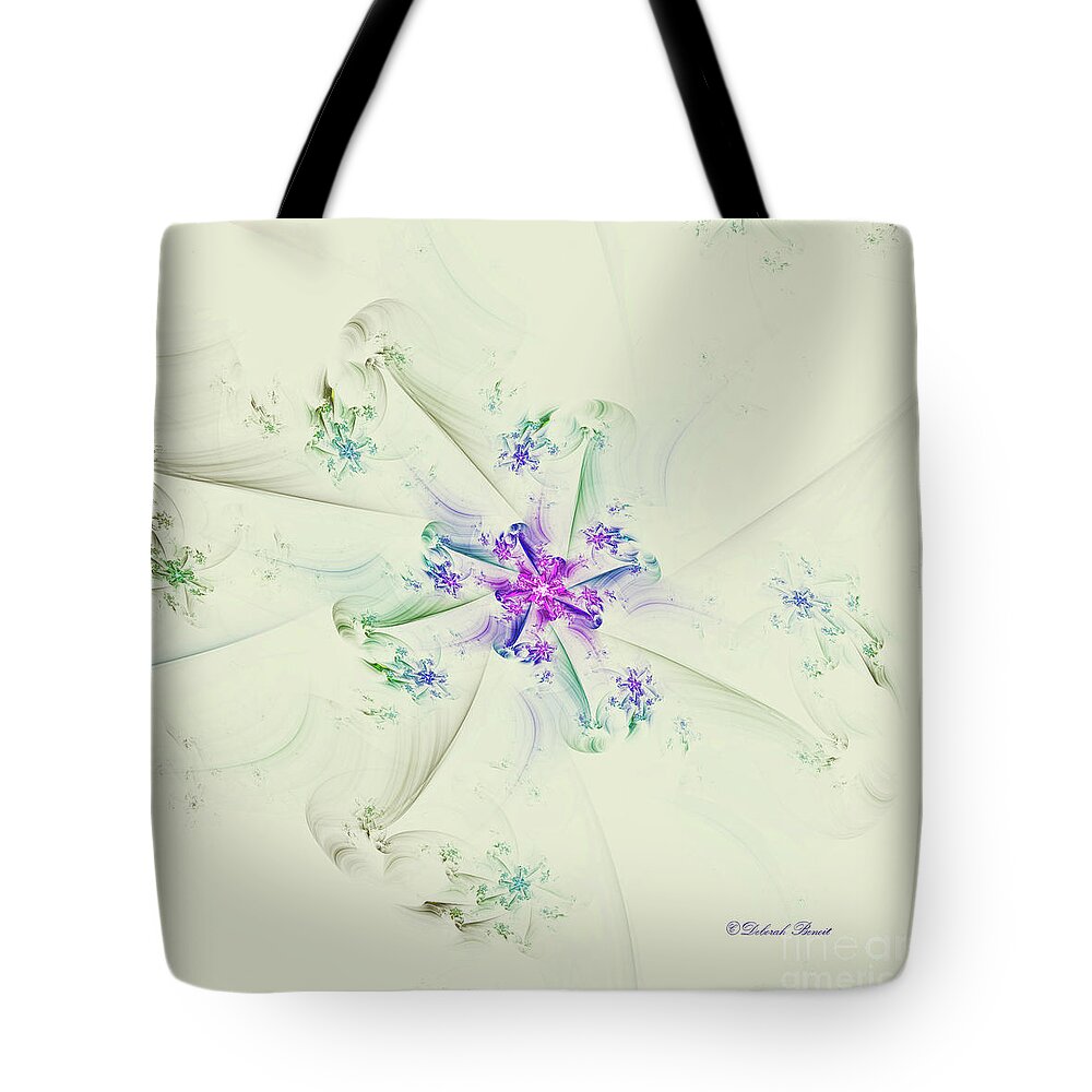 Abstract Tote Bag featuring the digital art Floral Spiral by Deborah Benoit