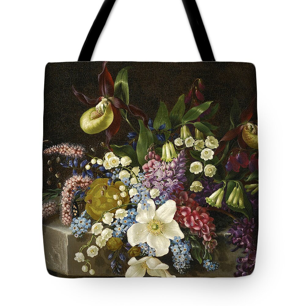Adelheid Dietrich Tote Bag featuring the painting Floral Still Life by Adelheid Dietrich