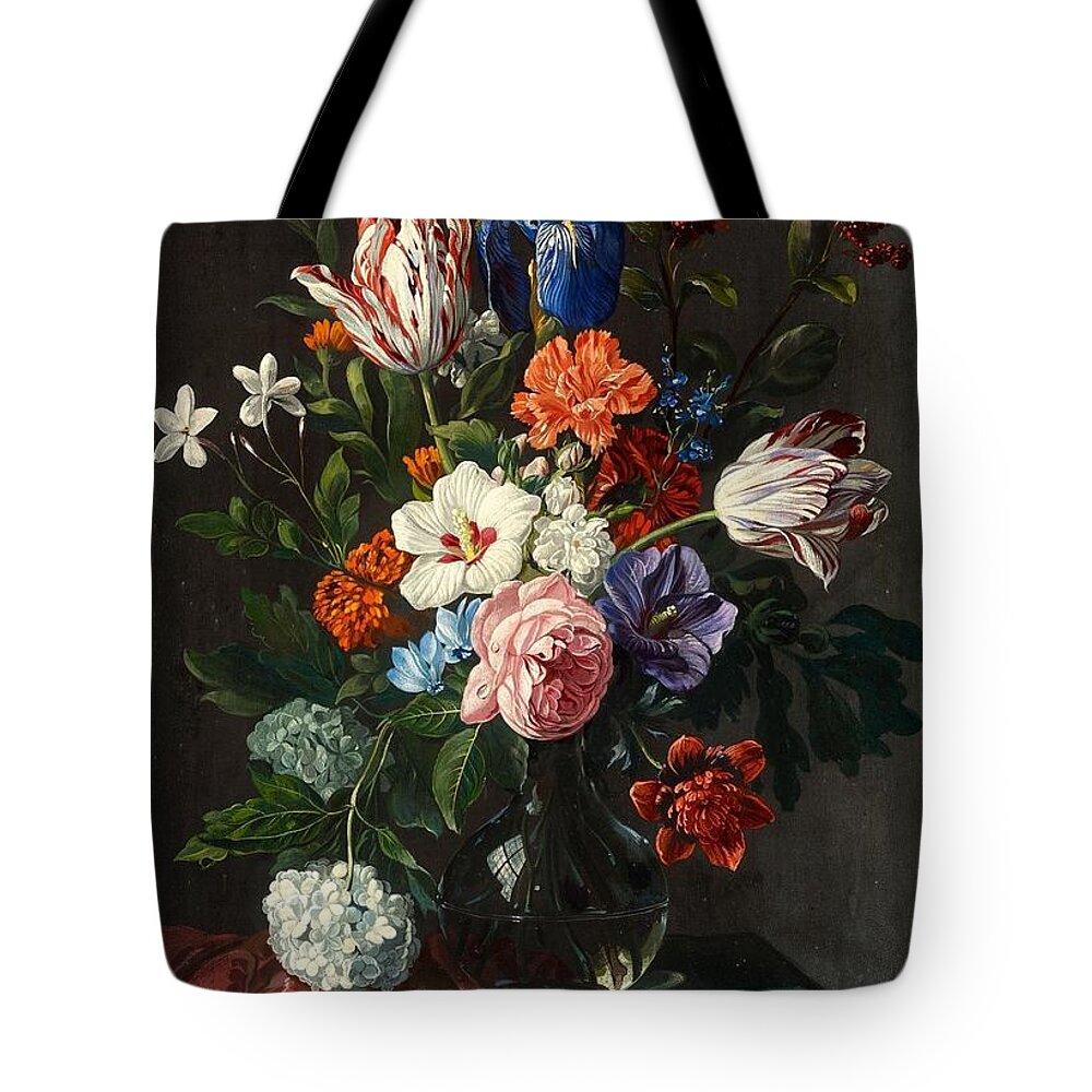 Netherlandish School Tote Bag featuring the painting Floral Still Life with Tulips by MotionAge Designs