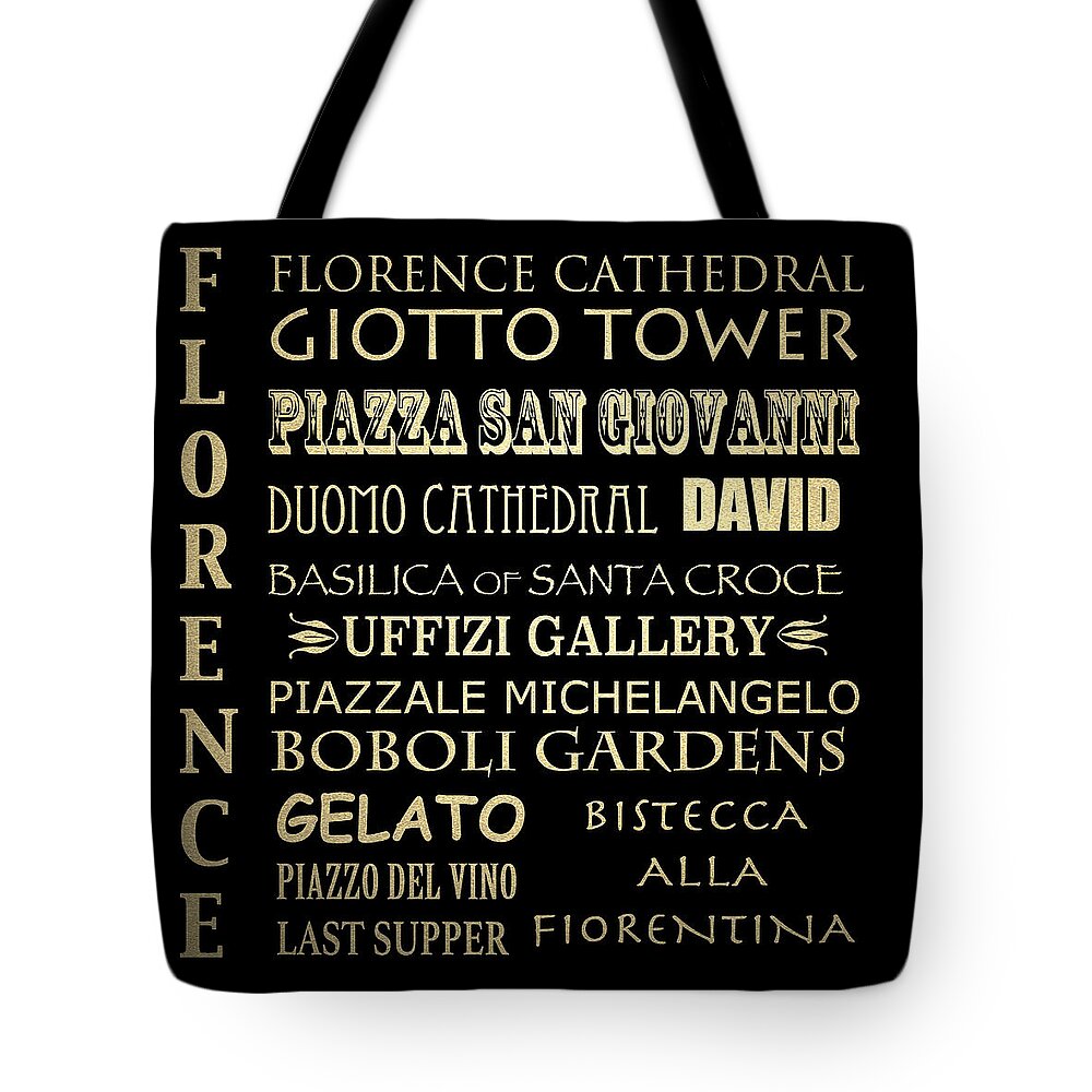 Florence Framed Art Tote Bag featuring the digital art Florence Italy Famous Landmarks by Patricia Lintner