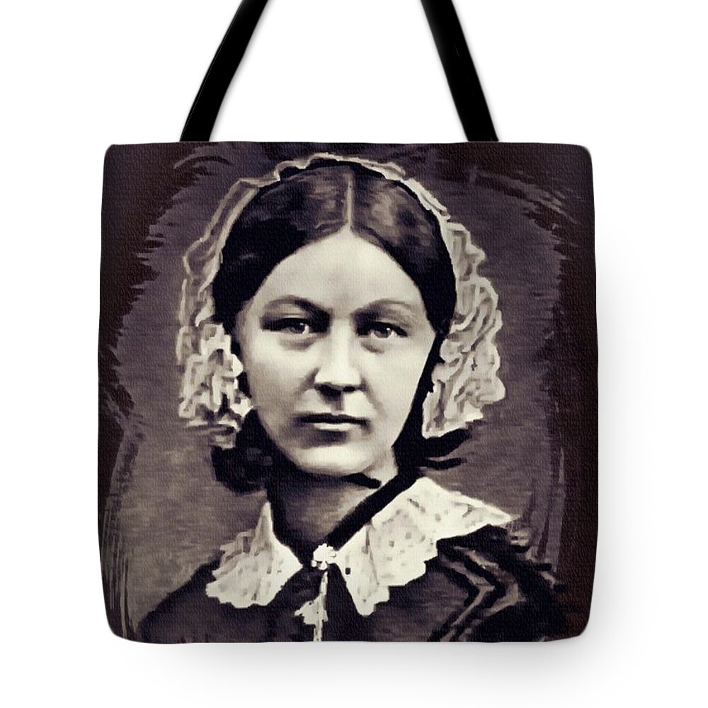 Florence Nightingale Tote Bag featuring the digital art Florence Nightingale 1860 by Ian Gledhill