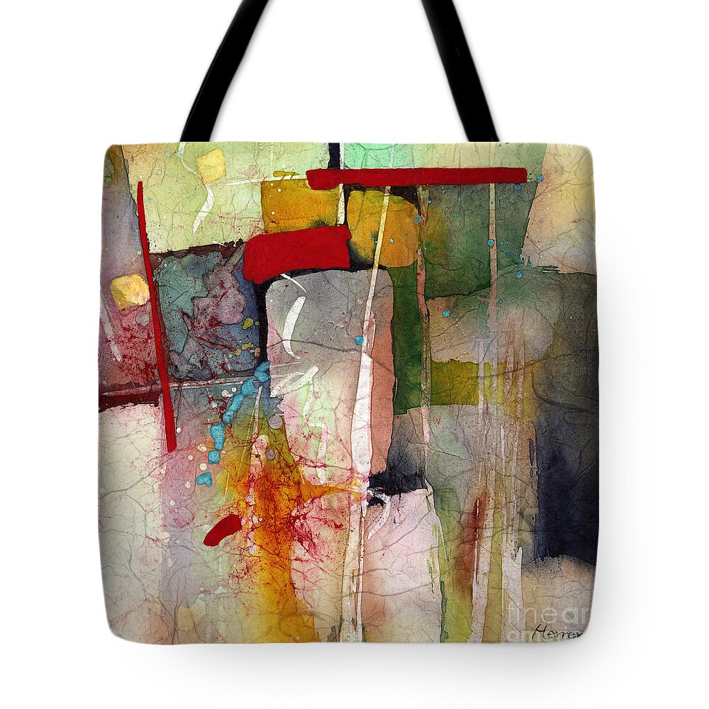 Abstract Tote Bag featuring the painting Florid Dream - Green by Hailey E Herrera