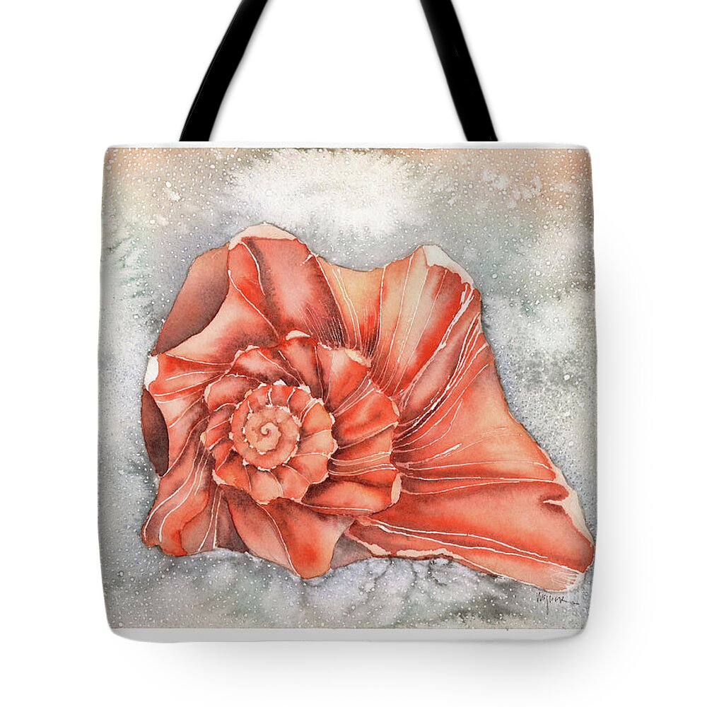 Seashell Tote Bag featuring the painting Florida Whelk by Hilda Wagner