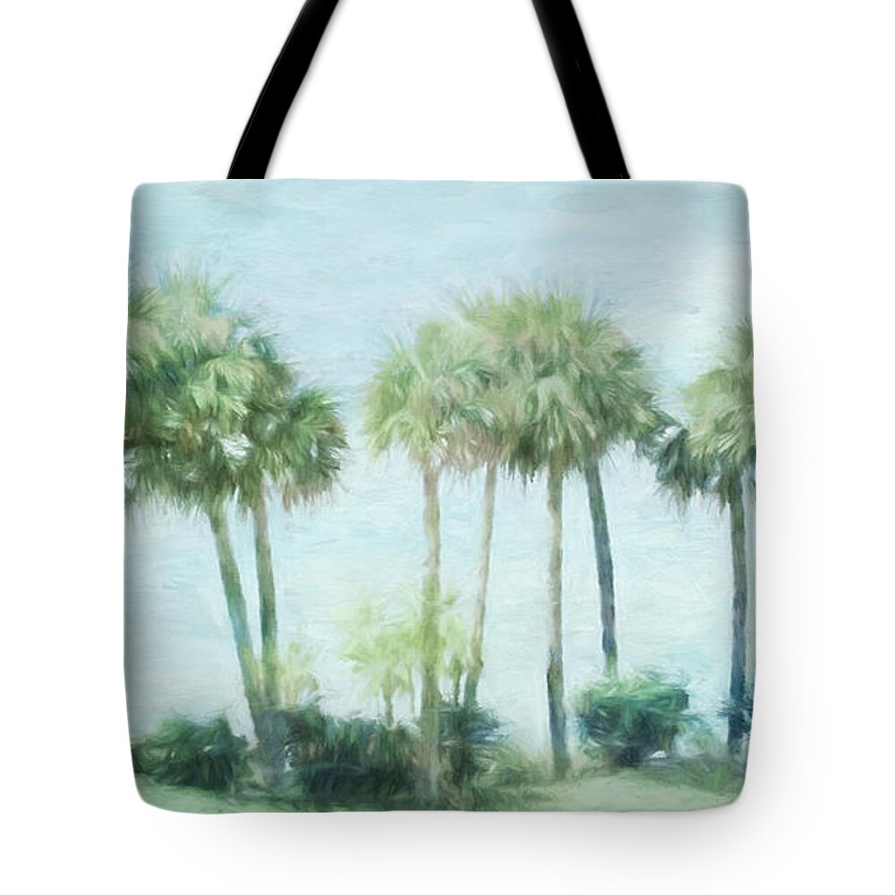 Palm Trees Tote Bag featuring the digital art Florida Palms II by Jayne Carney