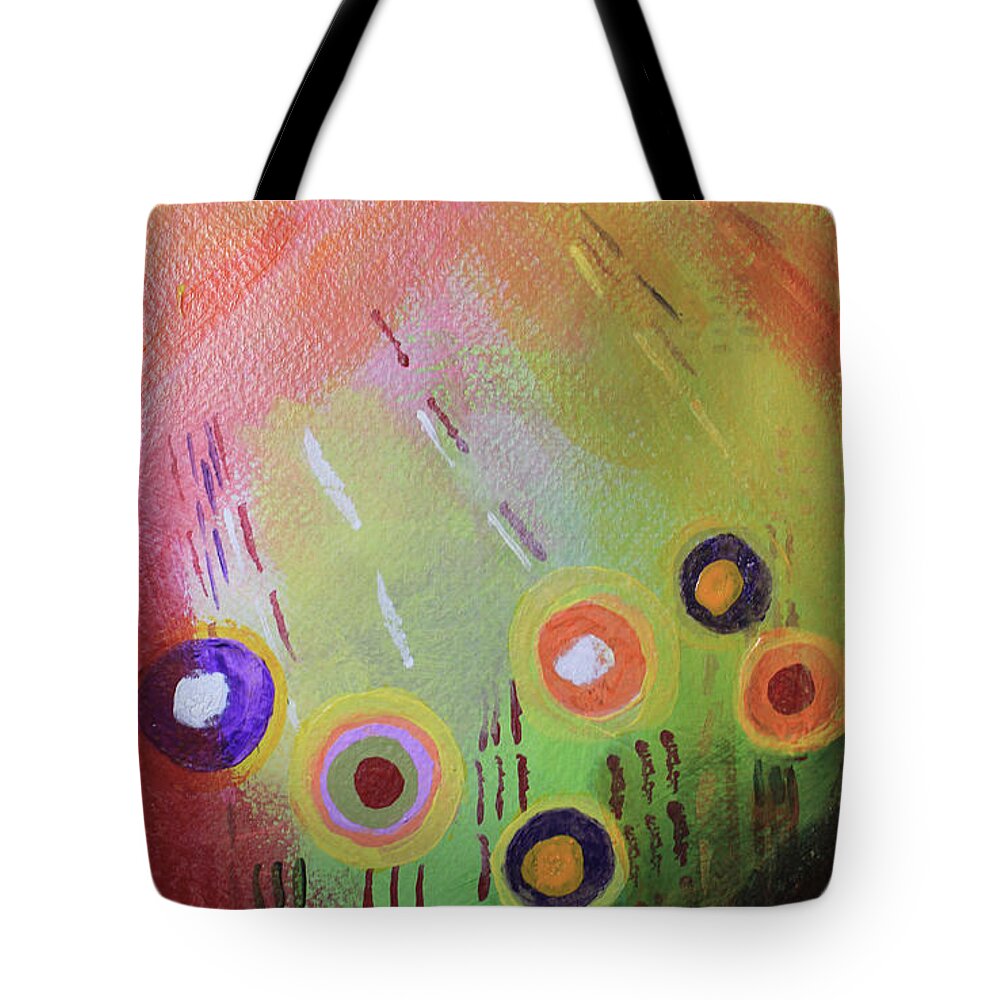 Flower Tote Bag featuring the mixed media Flower 1 Abstract by April Burton