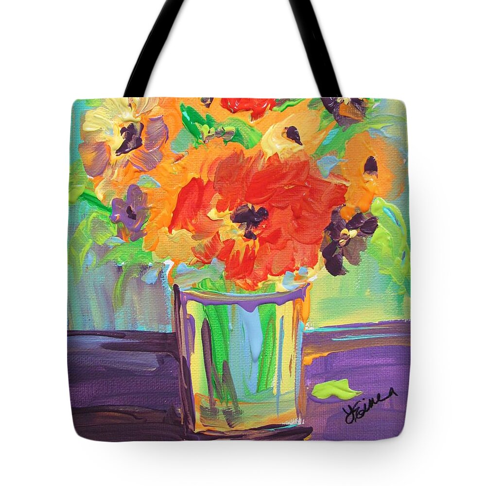 Flowers Tote Bag featuring the painting Flower Burst by Terri Einer