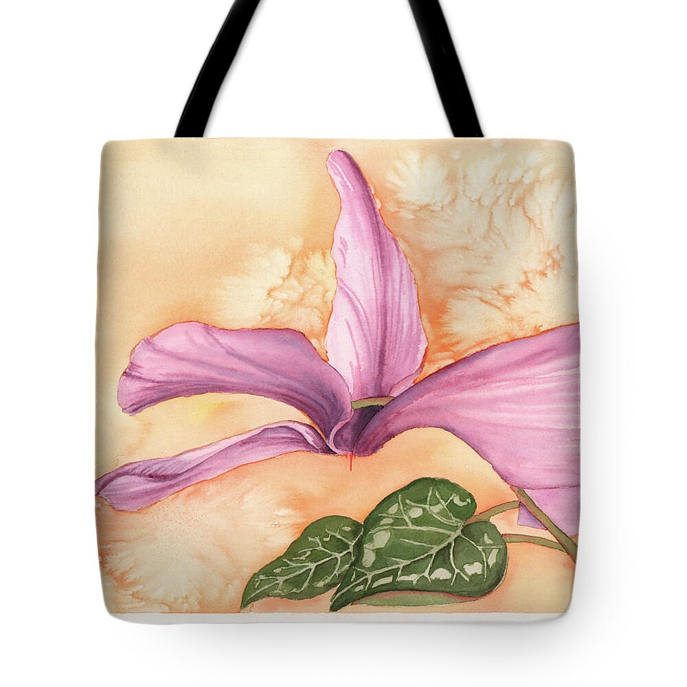 Cyclamen Tote Bag featuring the painting Flower Dance by Hilda Wagner