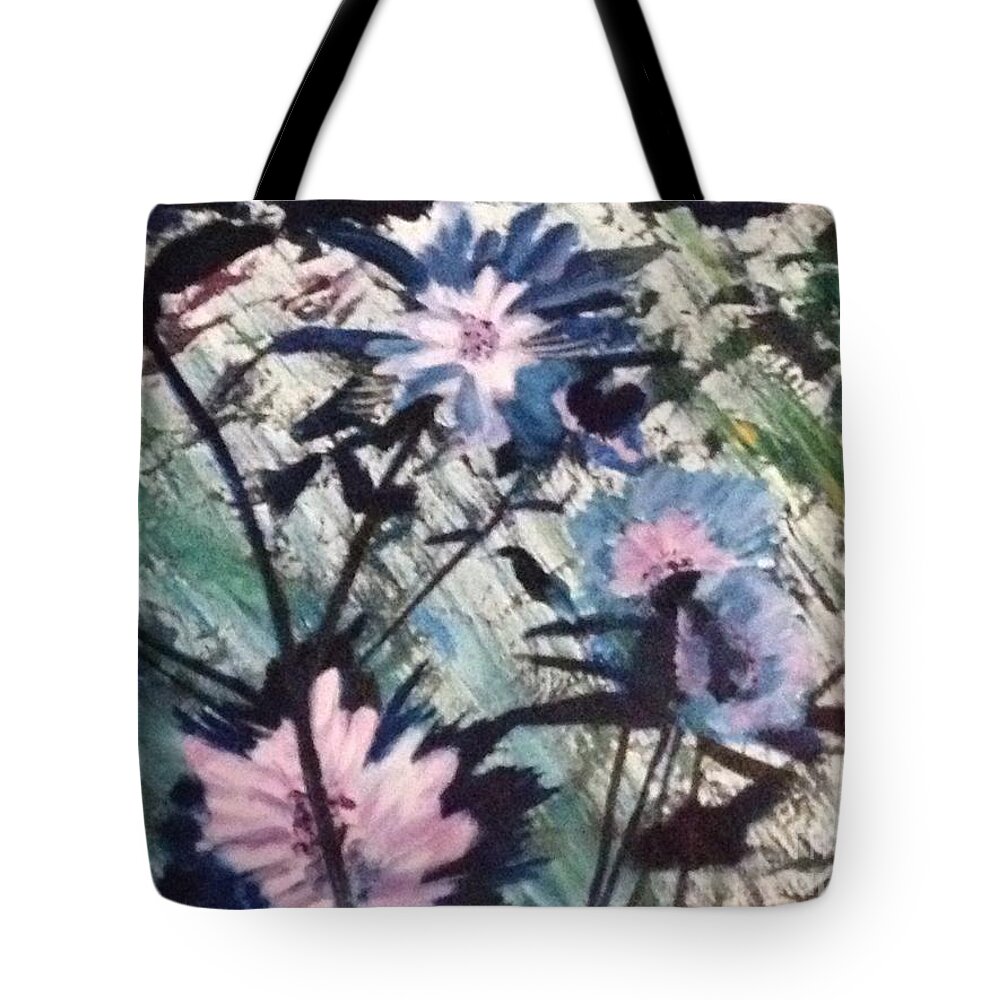 Abstract Flowers Tote Bag featuring the painting Flower Design by Hal Newhouser