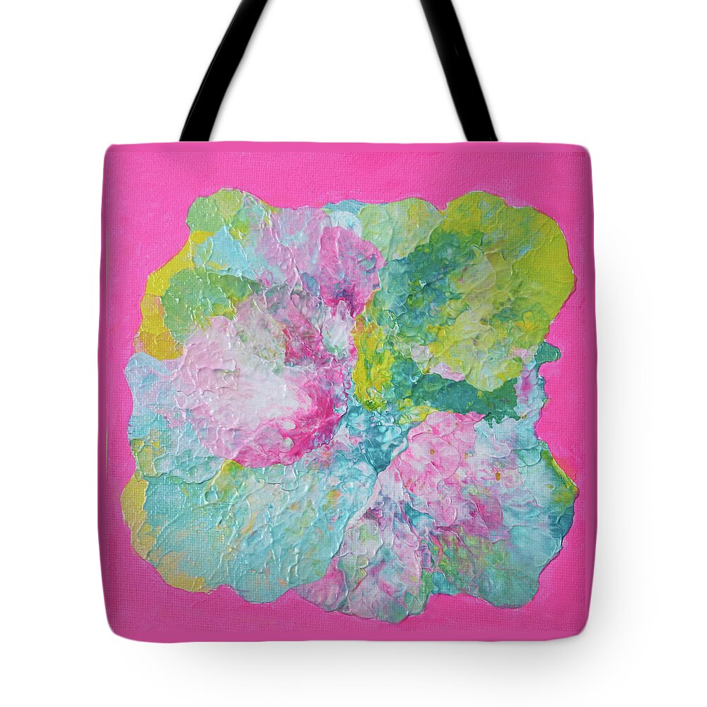 Flower Tote Bag featuring the painting Abstract Flower in Pink Surround by Deborah Boyd