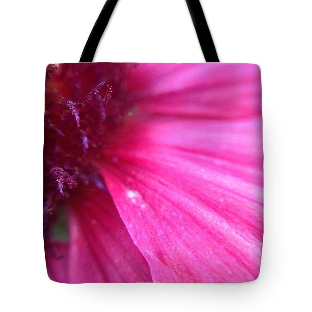 Pink Tote Bag featuring the photograph Pink Flower Macro by Heather Classen