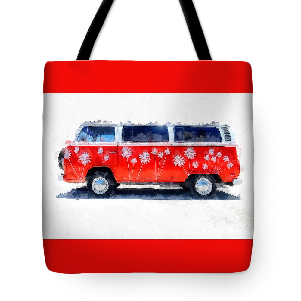 Van Tote Bag featuring the photograph Flower Power Van by Edward Fielding
