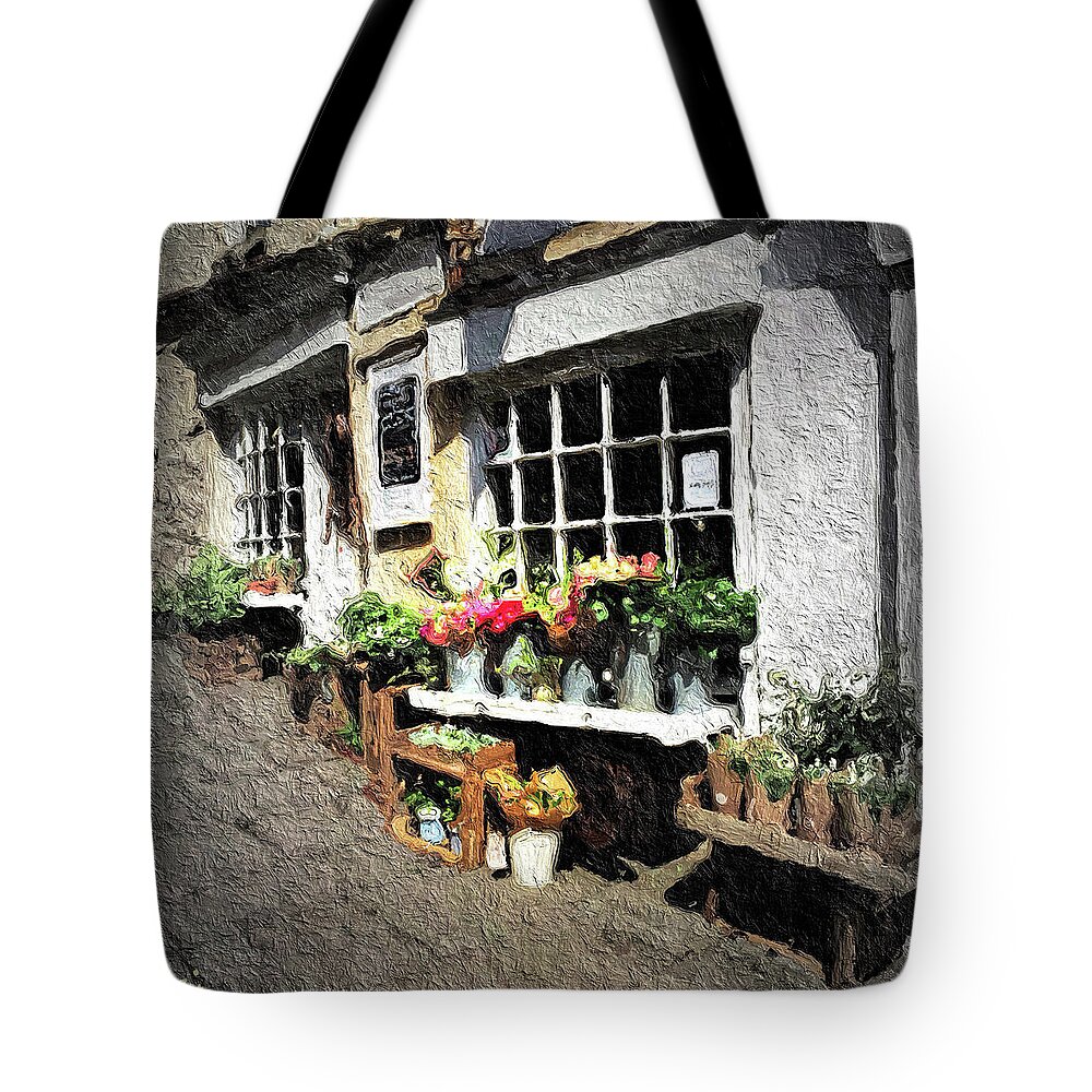 Bath Tote Bag featuring the photograph Flower Shop In Bath England by Peggy Dietz