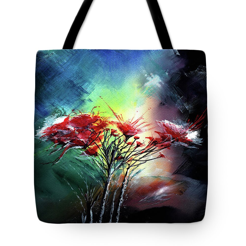 Nature Tote Bag featuring the painting Flowers by Anil Nene