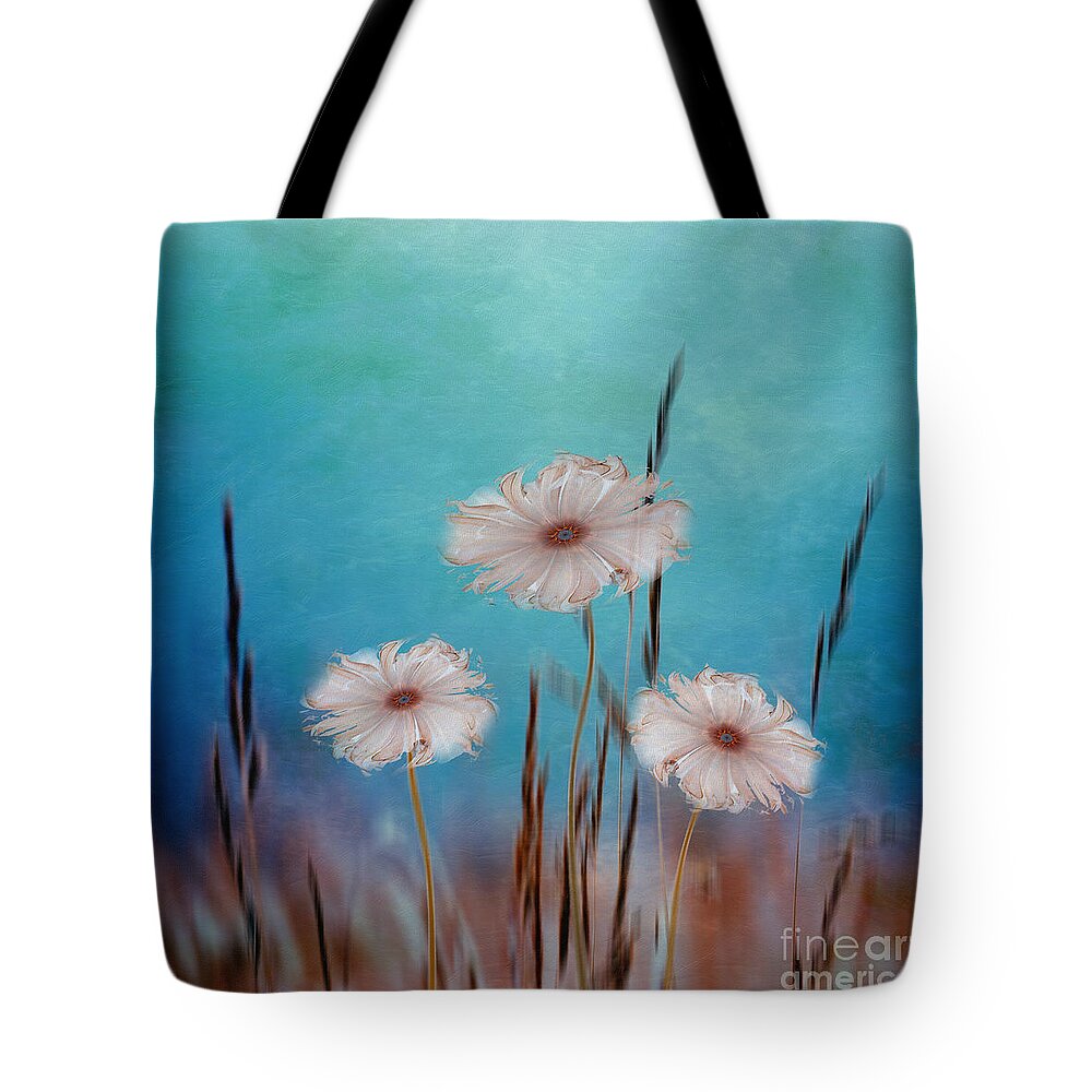 Abstract Tote Bag featuring the digital art Flowers for Eternity 2 by Klara Acel