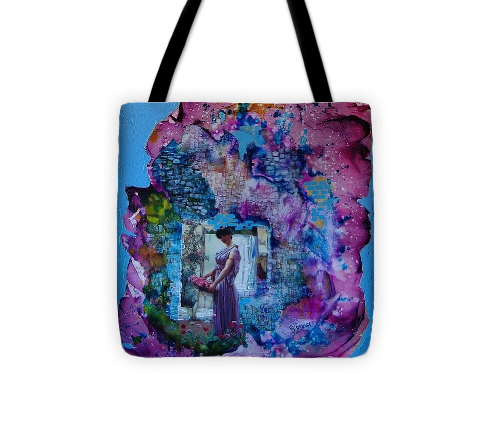 Flowers Tote Bag featuring the painting Flowers for my love by Sima Amid Wewetzer