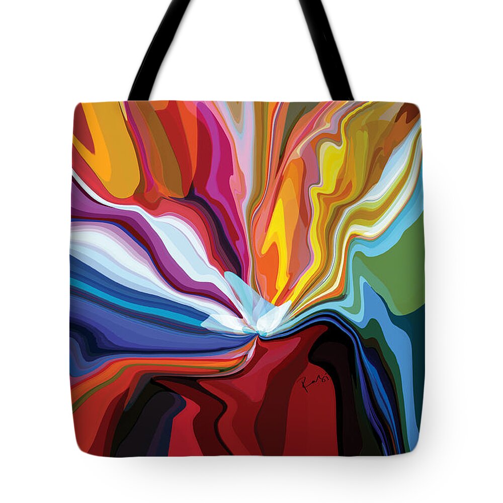 Abstract Tote Bag featuring the digital art Flowers in Red Vase 1 by Rabi Khan