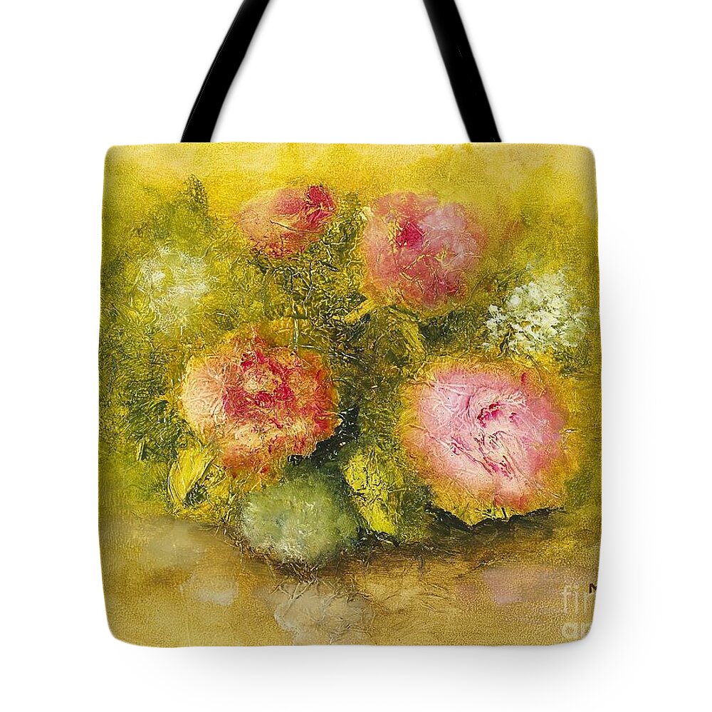 Still Life Tote Bag featuring the painting Flowers Pink by Marlene Book
