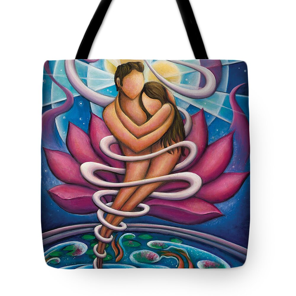 Love Tote Bag featuring the painting Flowing and Growing in the Arms of Love by Tiffany Davis-Rustam