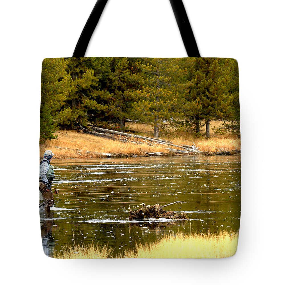 Fly Fishing On The Madison Tote Bag by Adam Jewell - Adam Jewell