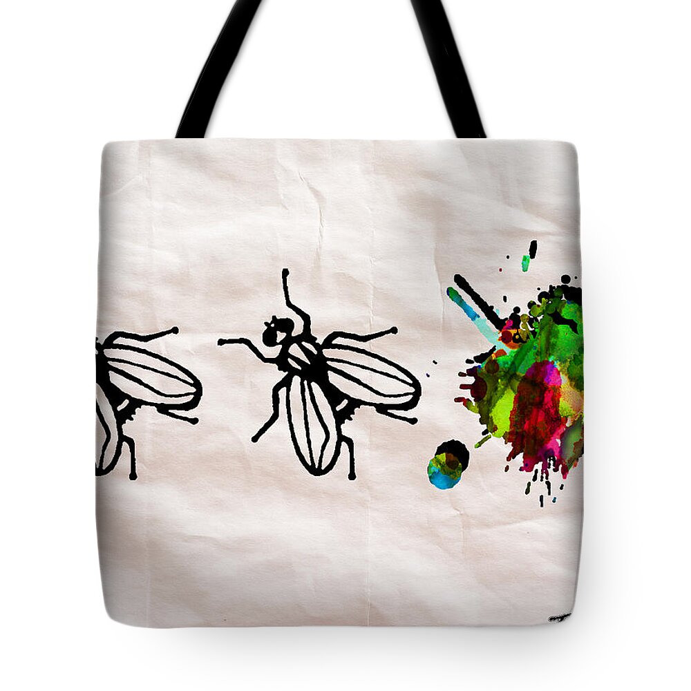 Fly Tote Bag featuring the painting Fly on The Wall Abstract Watercolor by Robert R Splashy Art Abstract Paintings