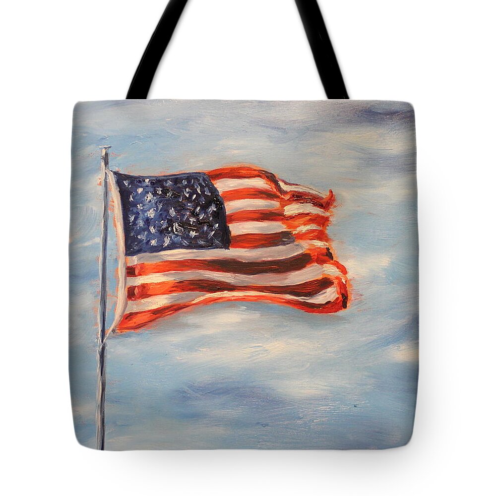 Flag Tote Bag featuring the painting Flying Colors by Daniel W Green