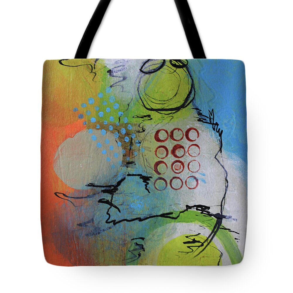 White Tote Bag featuring the mixed media Flying in the Clouds by April Burton