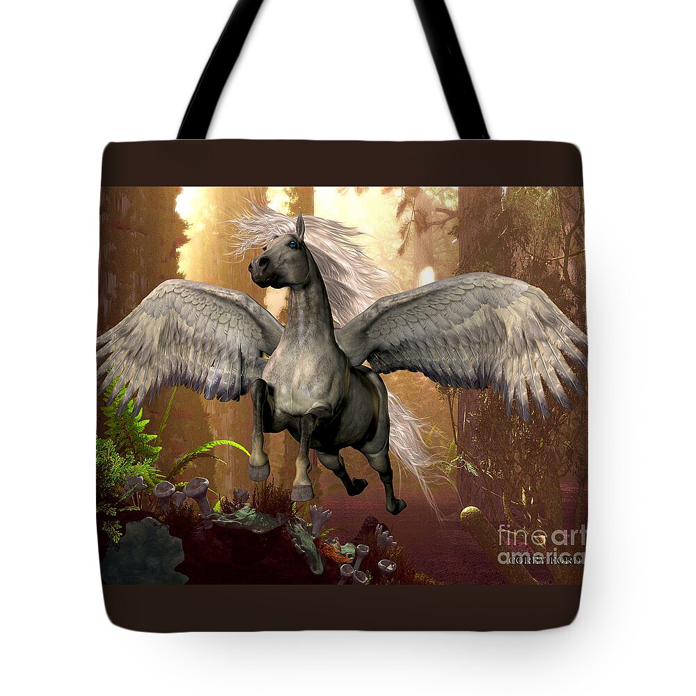 Pegasus Tote Bag featuring the painting Flying Pegasus by Corey Ford