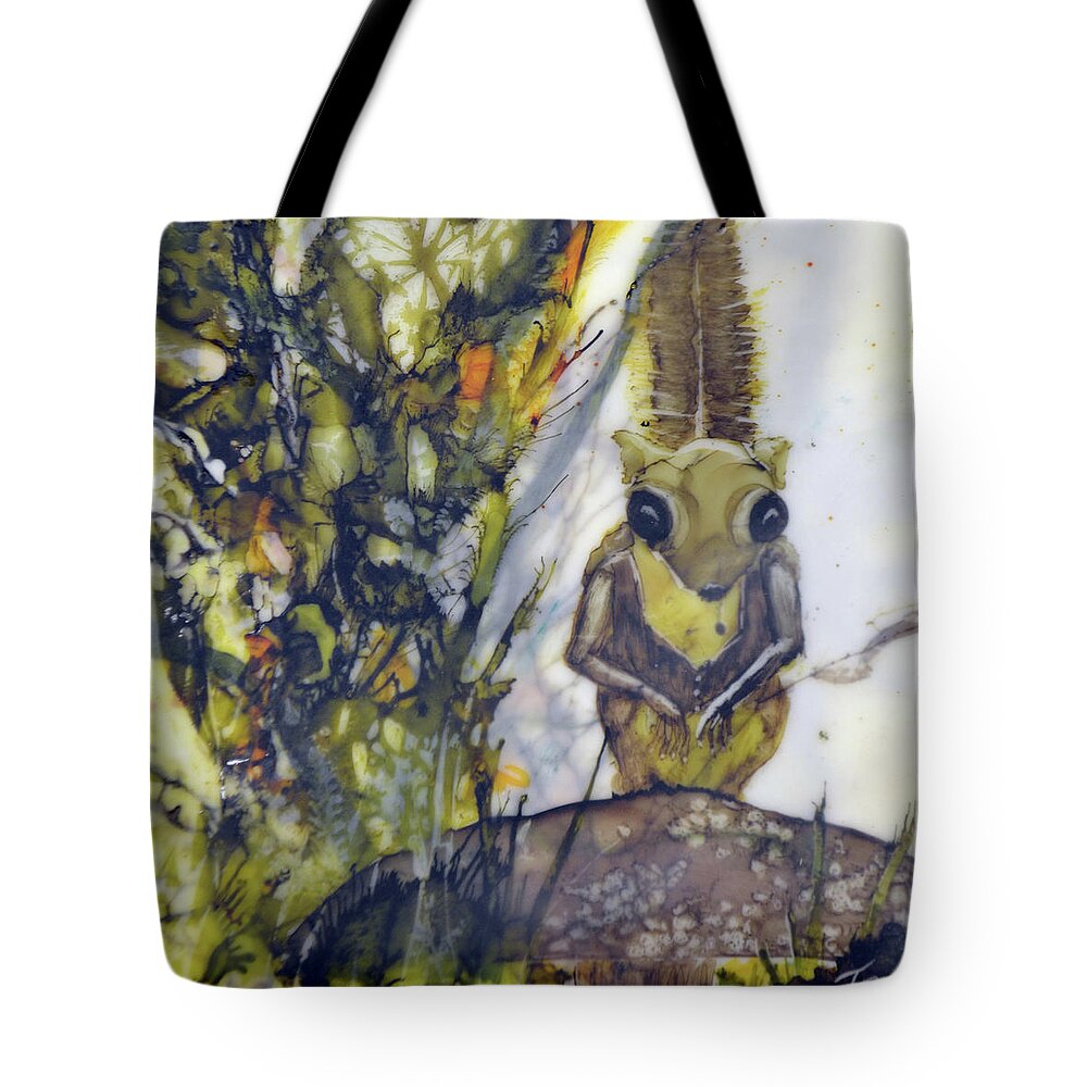 Encaustic Wax Tote Bag featuring the painting Flying Squirrel by Jennifer Creech