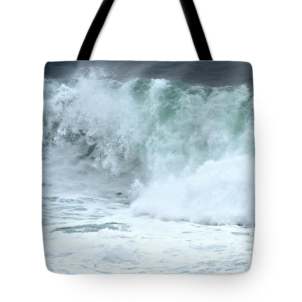 Crashing Waves Tote Bag featuring the photograph Foamy Wave Crash by Adam Jewell
