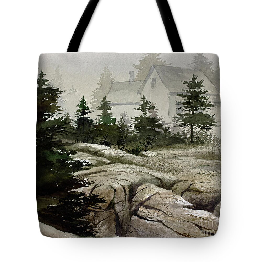 Fog Tote Bag featuring the painting Fog at the Coast by James Williamson
