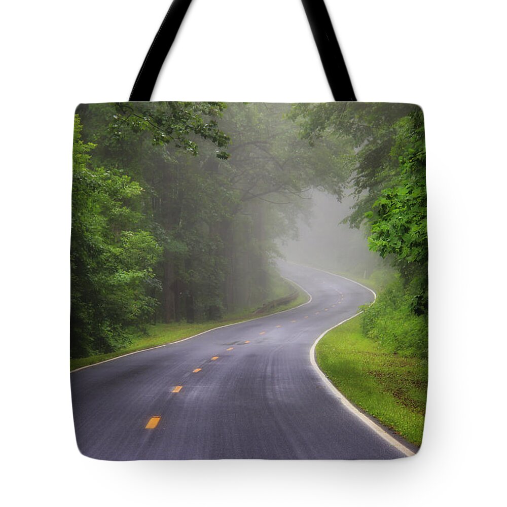 Fog On The Parkway Tote Bag featuring the photograph Fog on the Parkway 2 by Rachel Cohen